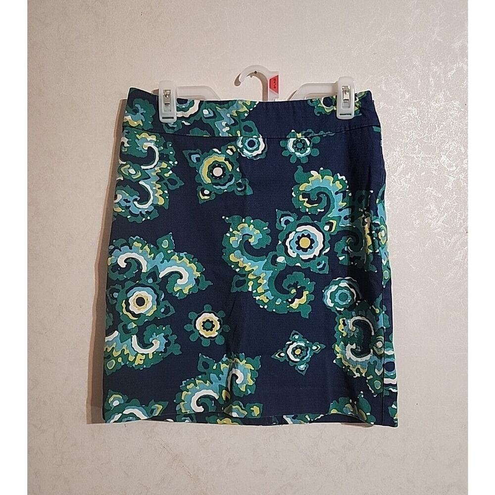 Merona Womens Above the Knee Pencil Skirt Lined sz 2 Navy Blue Side Zip